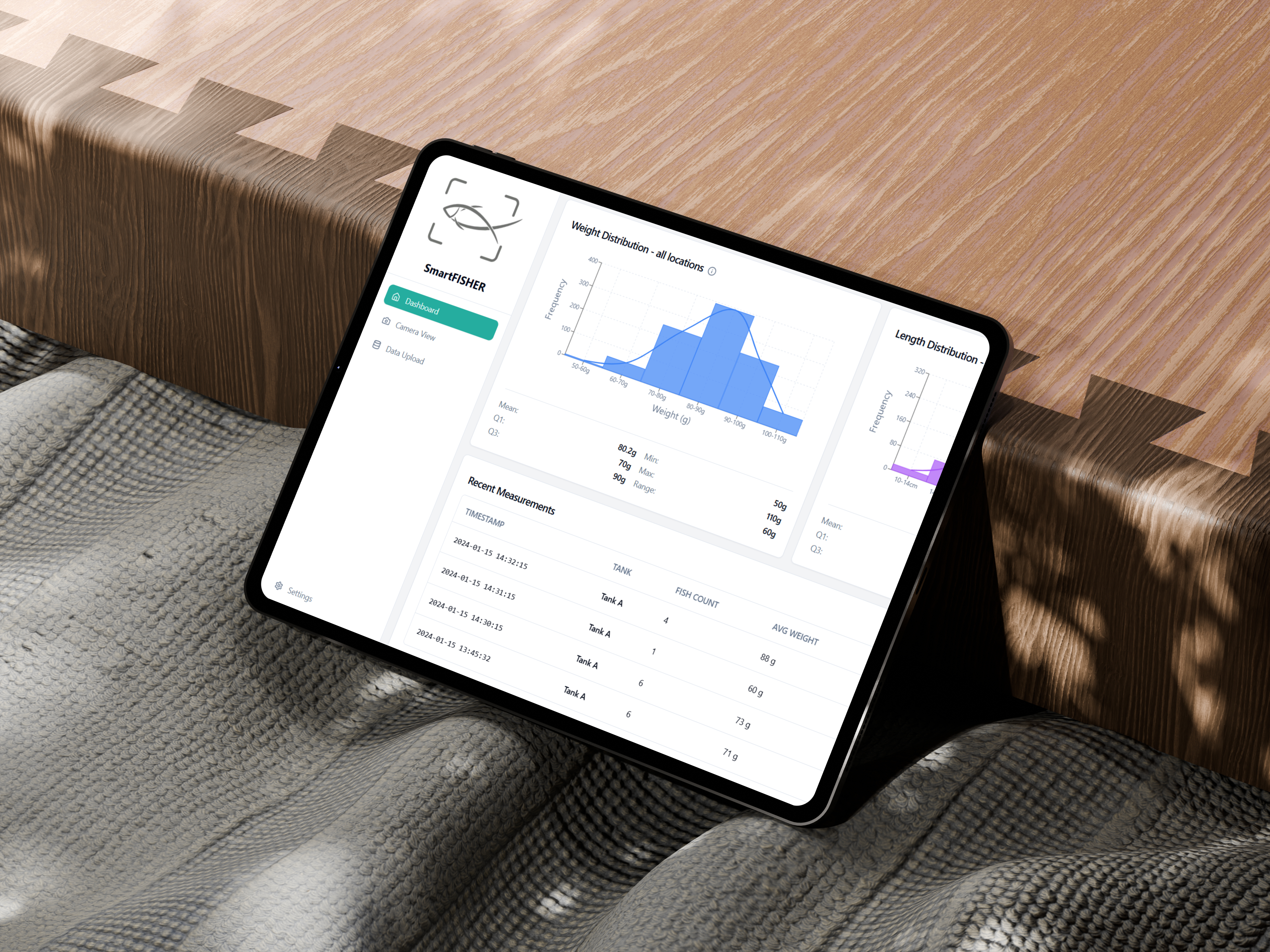 SmartFISHER dashboard on laptop